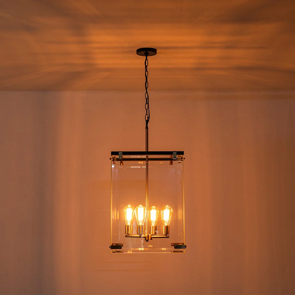 (OpenBox) Contemporary Glass Wide Square Lantern Pendant Chandelier - Image 14