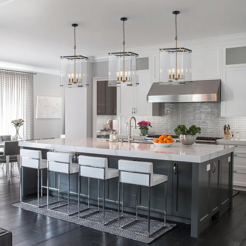 (OpenBox) Contemporary Glass Wide Square Lantern Pendant Chandelier - Image 2