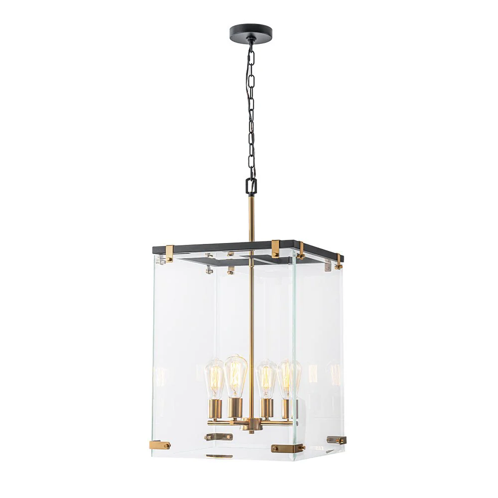 (OpenBox) Contemporary Glass Wide Square Lantern Pendant Chandelier - Image 3