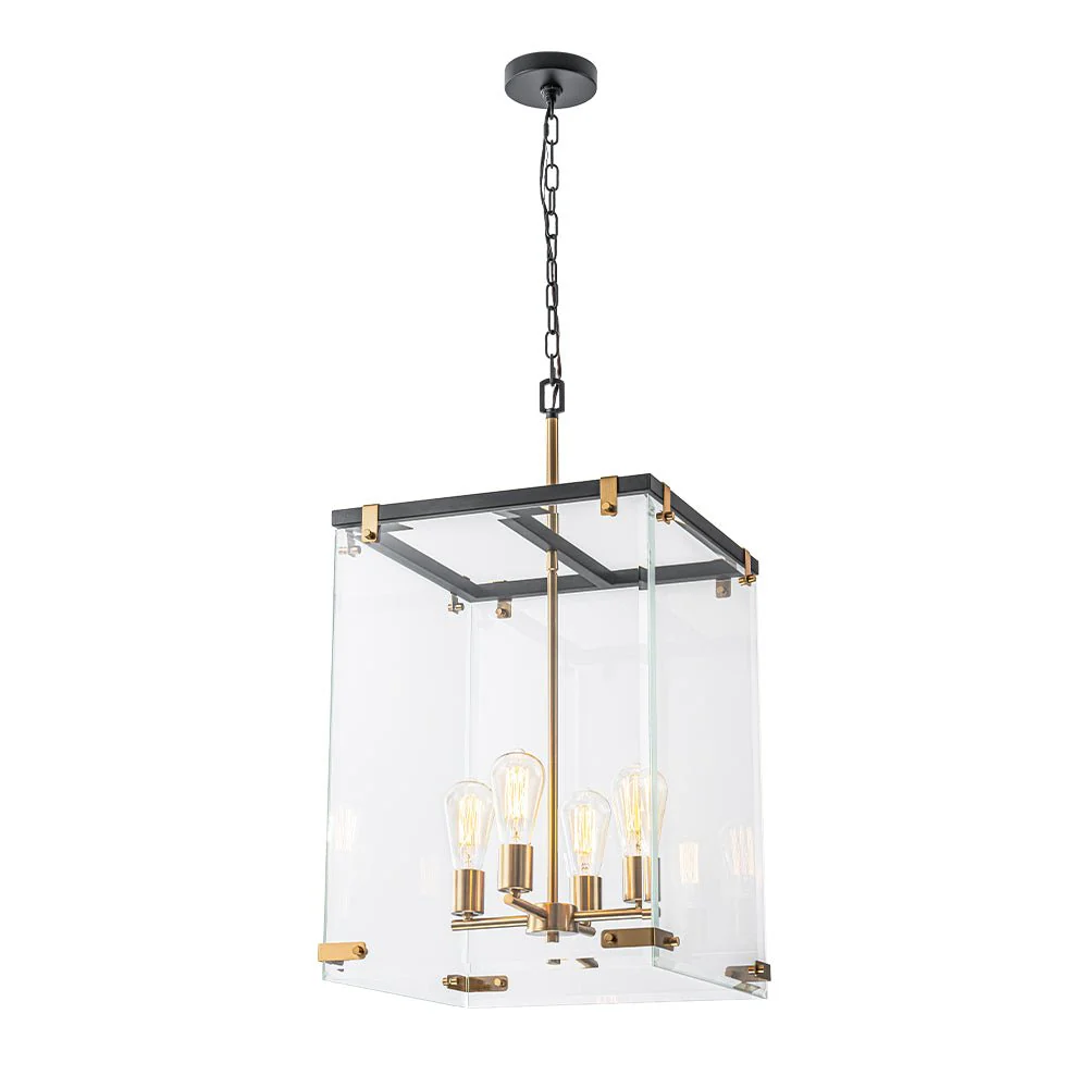 (OpenBox) Contemporary Glass Wide Square Lantern Pendant Chandelier - Image 5