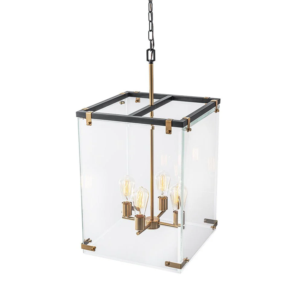 (OpenBox) Contemporary Glass Wide Square Lantern Pendant Chandelier - Image 8