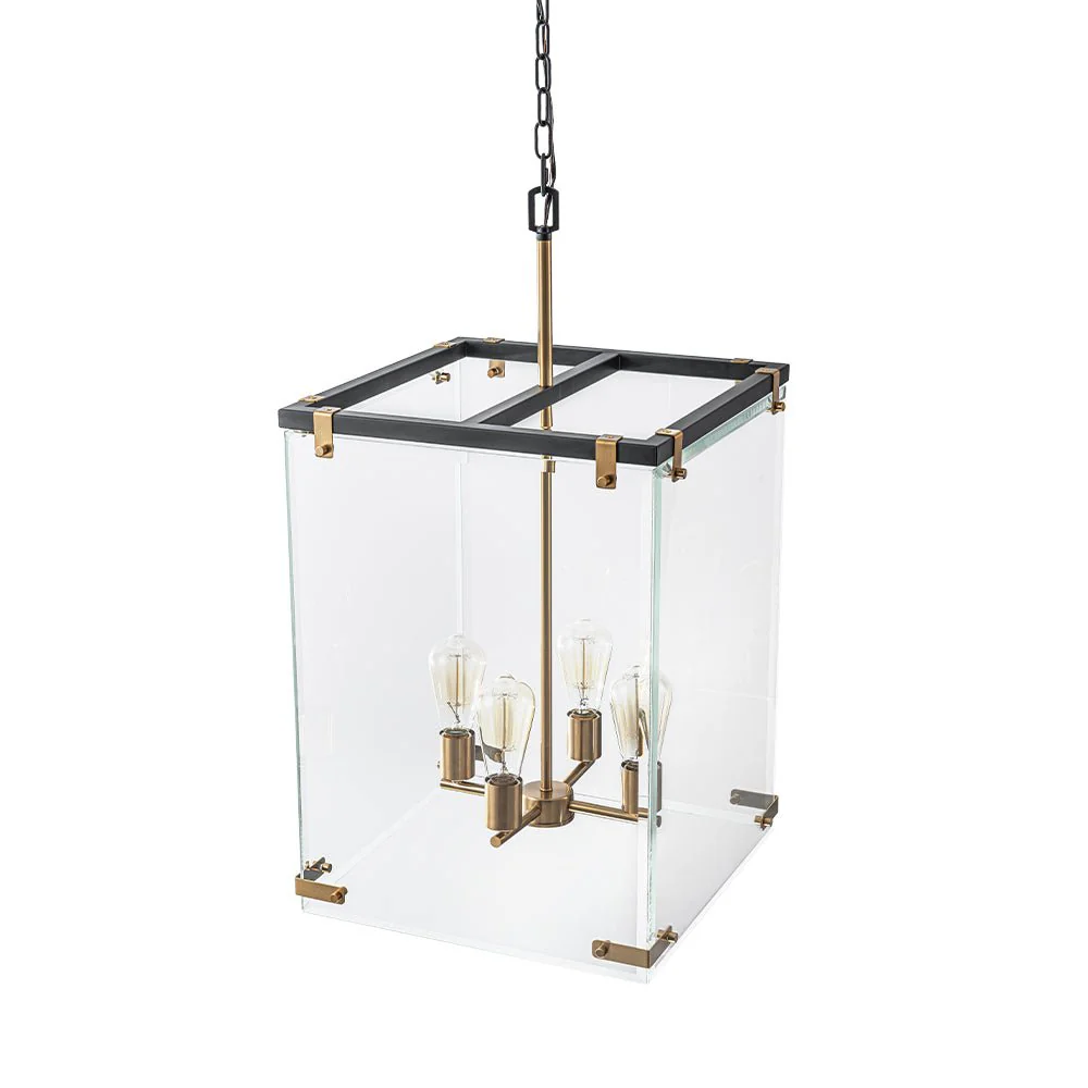 (OpenBox) Contemporary Glass Wide Square Lantern Pendant Chandelier - Image 9
