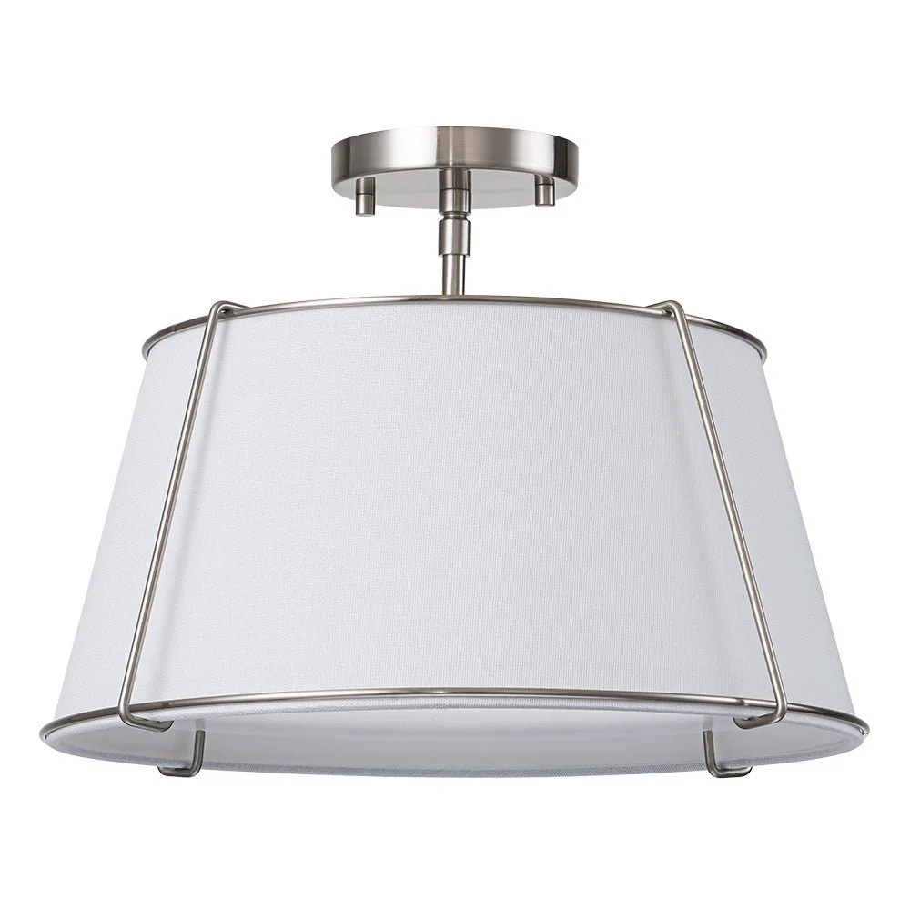 (OpenBox) Contemporary Wide Linen Drum Brass Semi Flush Mount - Image 15