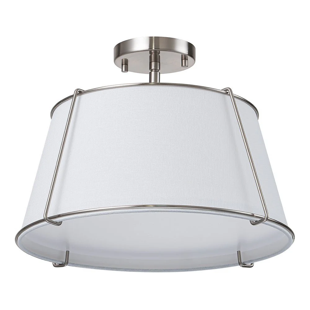 (OpenBox) Contemporary Wide Linen Drum Brass Semi Flush Mount - Image 16