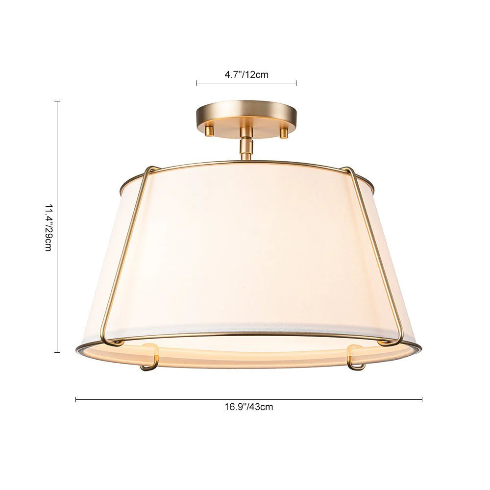 (OpenBox) Contemporary Wide Linen Drum Brass Semi Flush Mount - Image 22