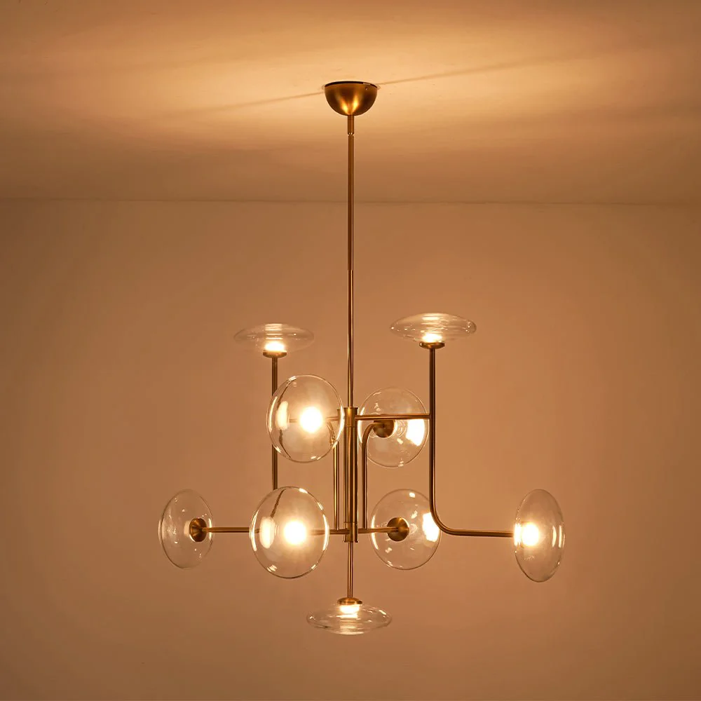 (OpenBox) Designer 9-light Glass Dimmable LED Linear Sputnik Chandelier - Image 10