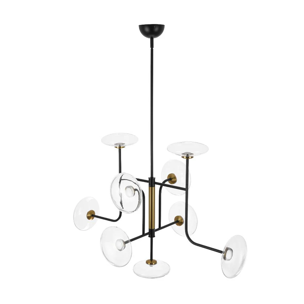 (OpenBox) Designer 9-light Glass Dimmable LED Linear Sputnik Chandelier - Image 14
