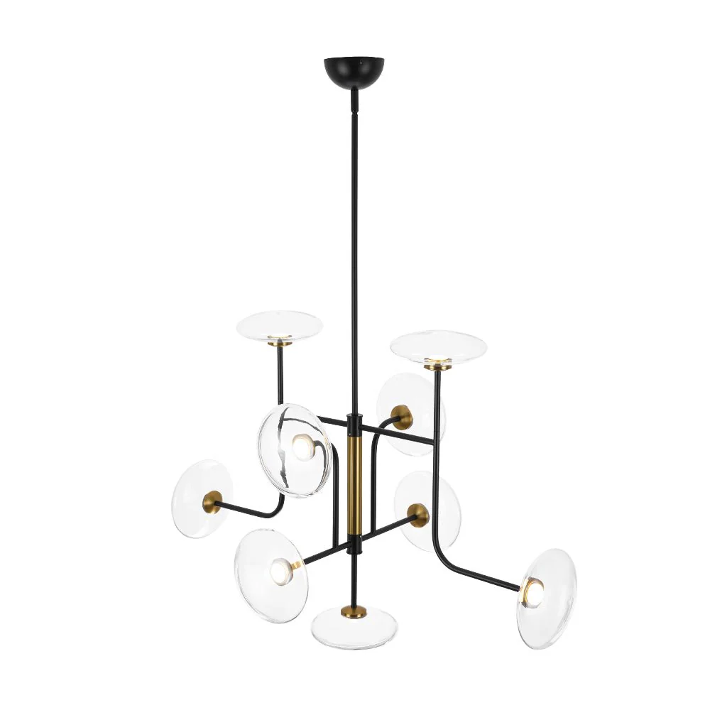 (OpenBox) Designer 9-light Glass Dimmable LED Linear Sputnik Chandelier - Image 15