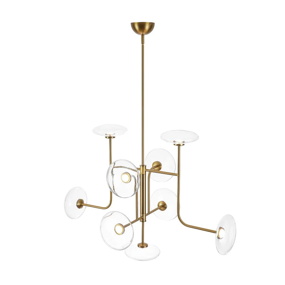 (OpenBox) Designer 9-light Glass Dimmable LED Linear Sputnik Chandelier - Image 5