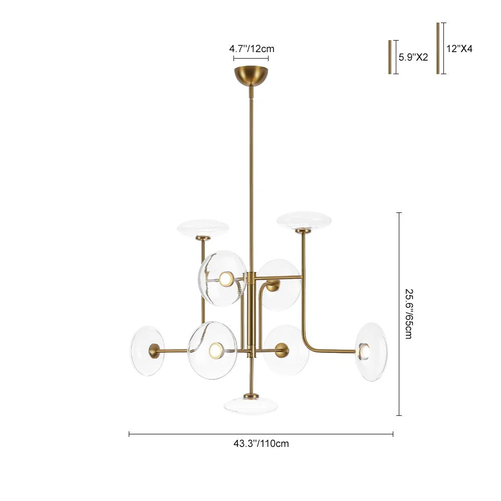 (OpenBox) Designer 9-light Glass Dimmable LED Linear Sputnik Chandelier - Image 9