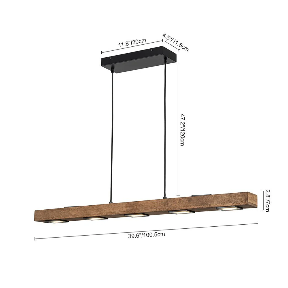 (OpenBox) Dimmable LED Linear Oak Wood Kitchen Island Pendant - Image 10