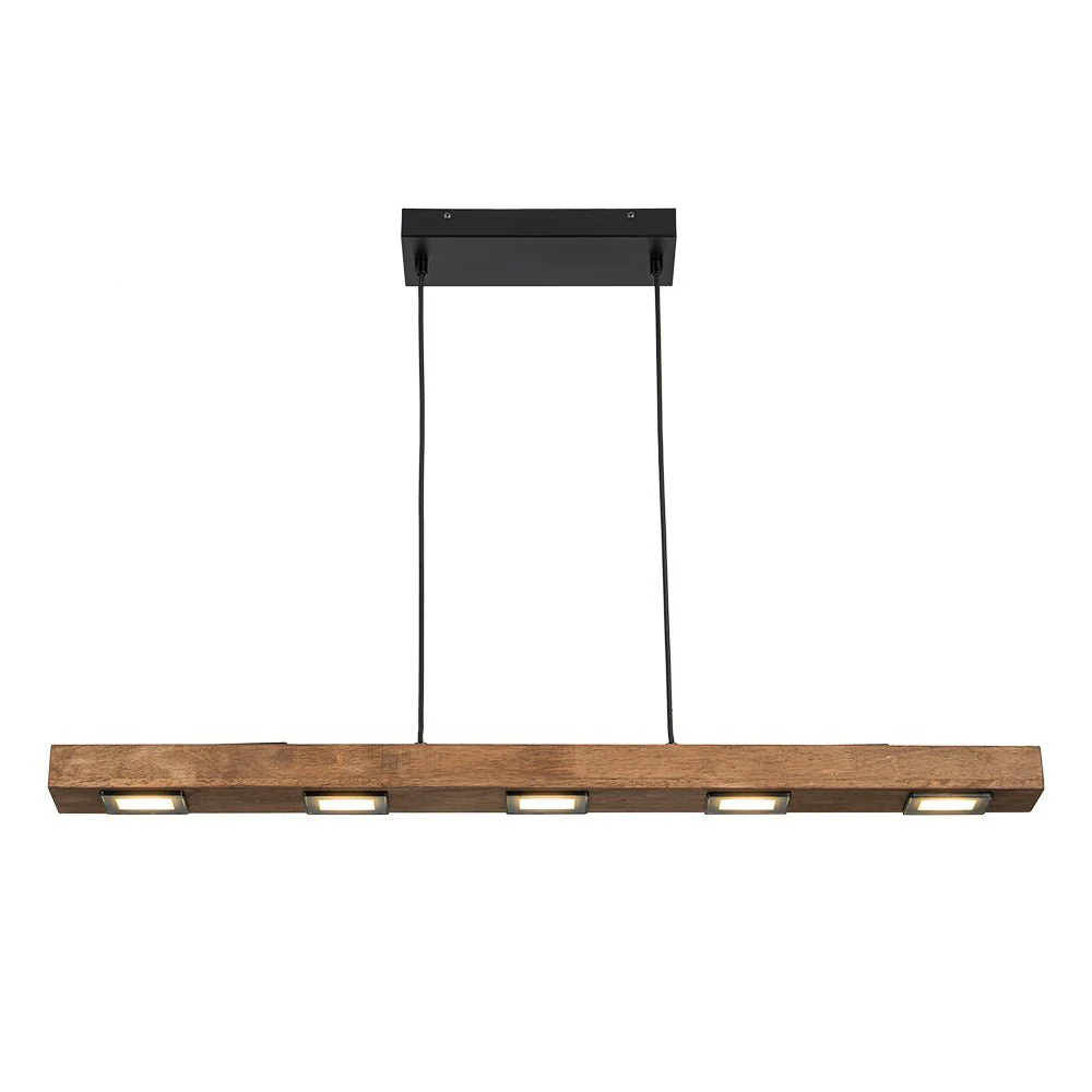 (OpenBox) Dimmable LED Linear Oak Wood Kitchen Island Pendant - Image 11