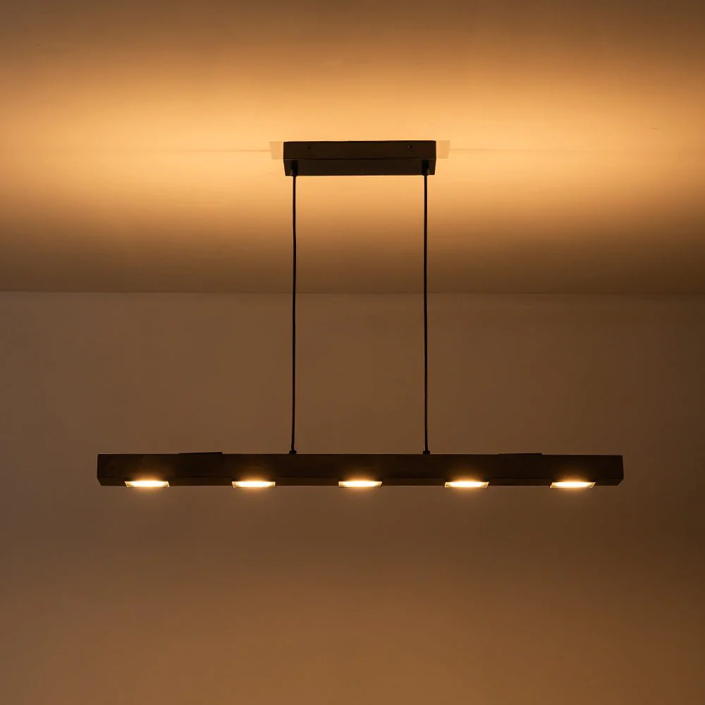 (OpenBox) Dimmable LED Linear Oak Wood Kitchen Island Pendant - Image 12
