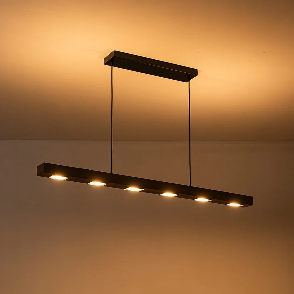 (OpenBox) Dimmable LED Linear Oak Wood Kitchen Island Pendant - Image 17