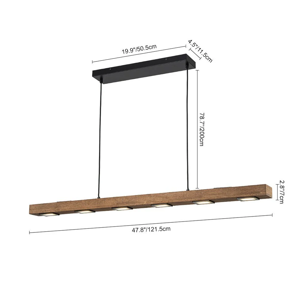 (OpenBox) Dimmable LED Linear Oak Wood Kitchen Island Pendant - Image 18