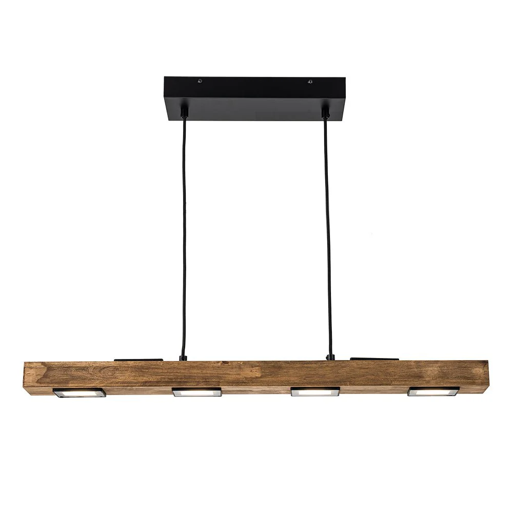 (OpenBox) Dimmable LED Linear Oak Wood Kitchen Island Pendant - Image 3