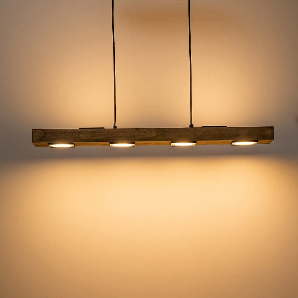 (OpenBox) Dimmable LED Linear Oak Wood Kitchen Island Pendant - Image 8