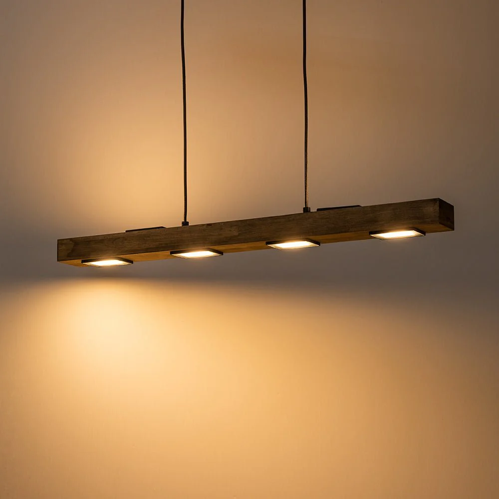 (OpenBox) Dimmable LED Linear Oak Wood Kitchen Island Pendant - Image 9