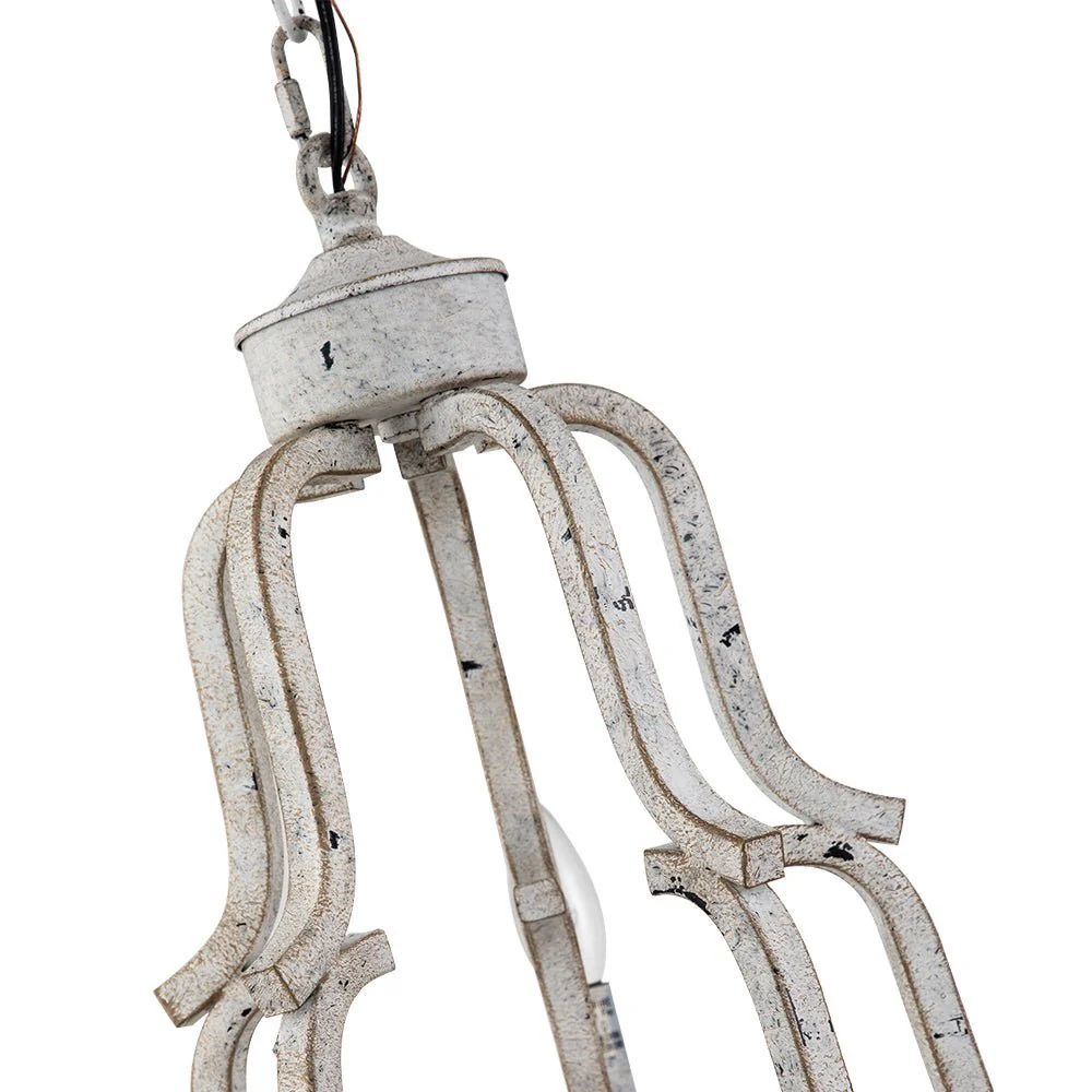 (OpenBox) Distressed White Shabby Chic Candle Style Chandelier - Image 11