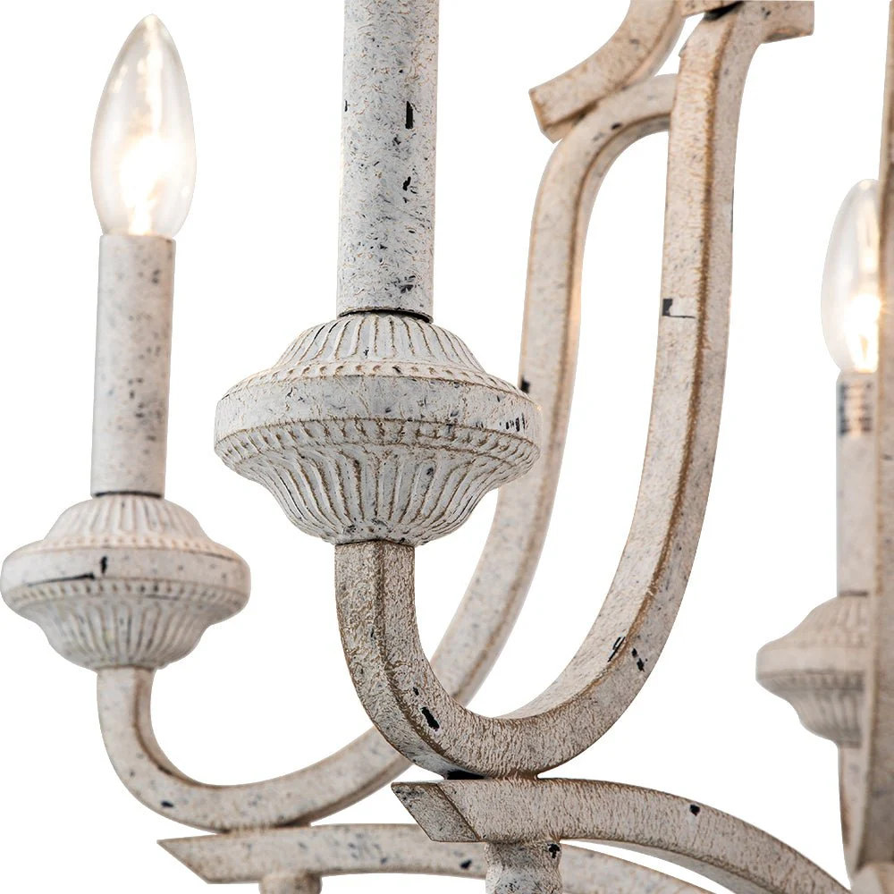 (OpenBox) Distressed White Shabby Chic Candle Style Chandelier - Image 12