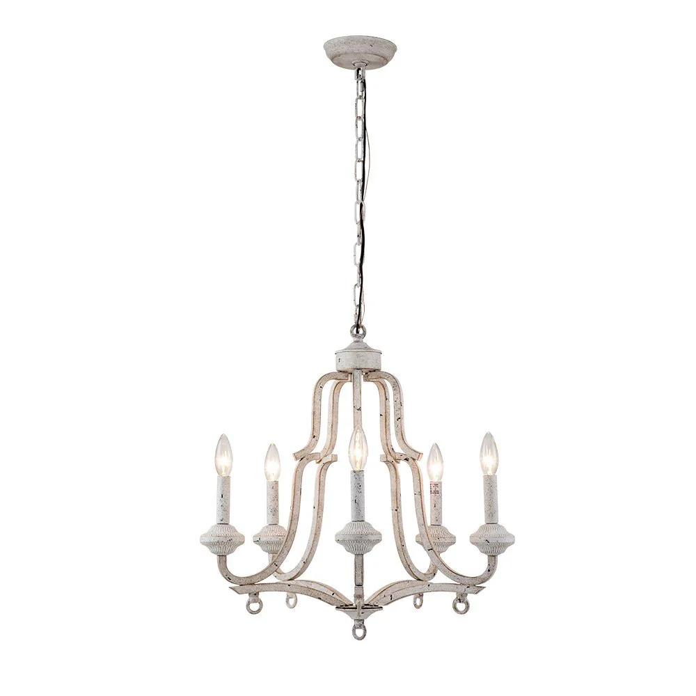 (OpenBox) Distressed White Shabby Chic Candle Style Chandelier - Image 6