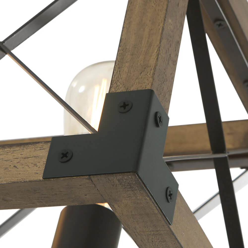(OpenBox) Farmhouse 5-Light Rectangle Wood Chandelier - Image 6