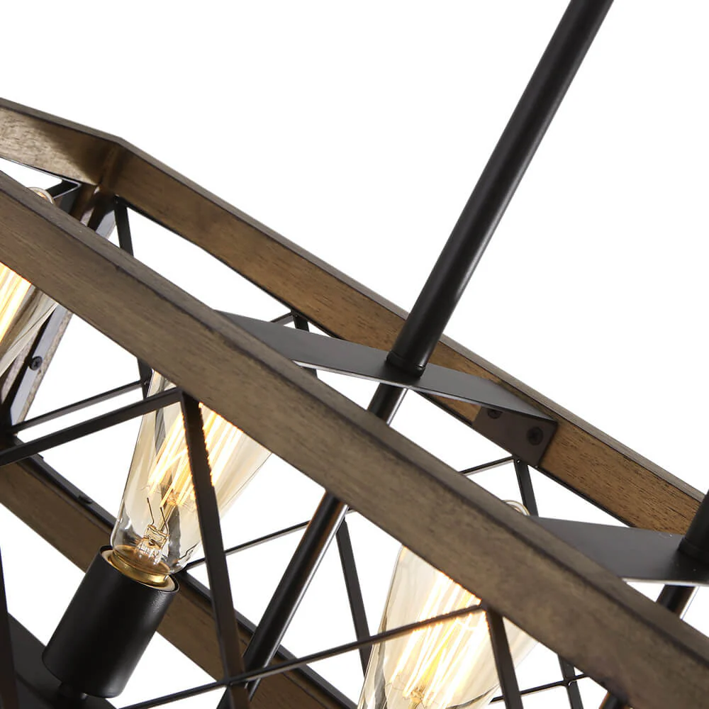 (OpenBox) Farmhouse 5-Light Rectangle Wood Chandelier - Image 8