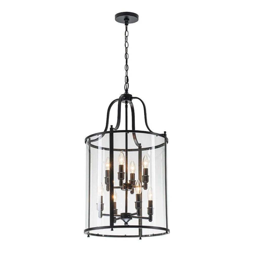 (OpenBox) Farmhouse Wide Clear Glass Cylinder Cage Pendant - Image 11