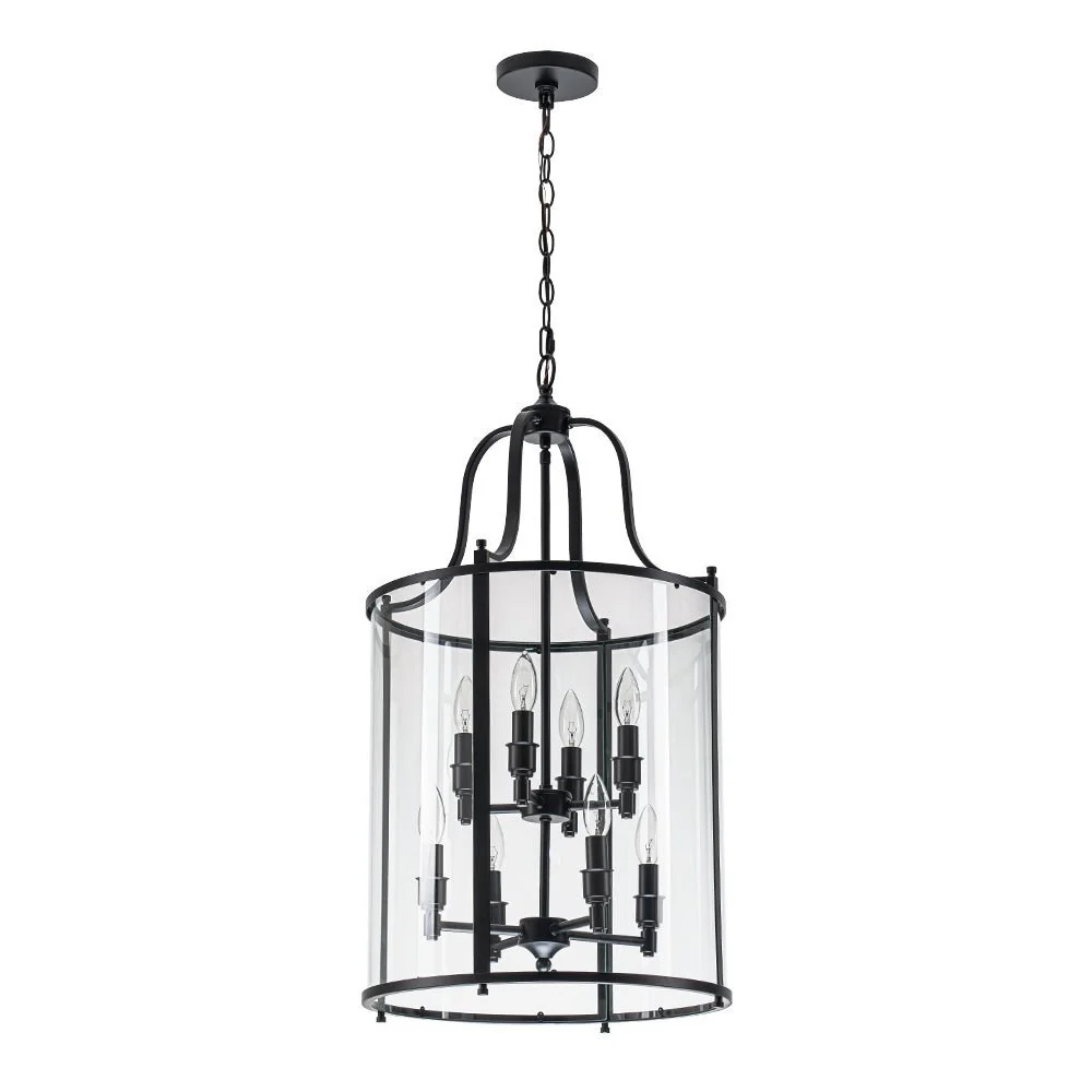 (OpenBox) Farmhouse Wide Clear Glass Cylinder Cage Pendant - Image 12
