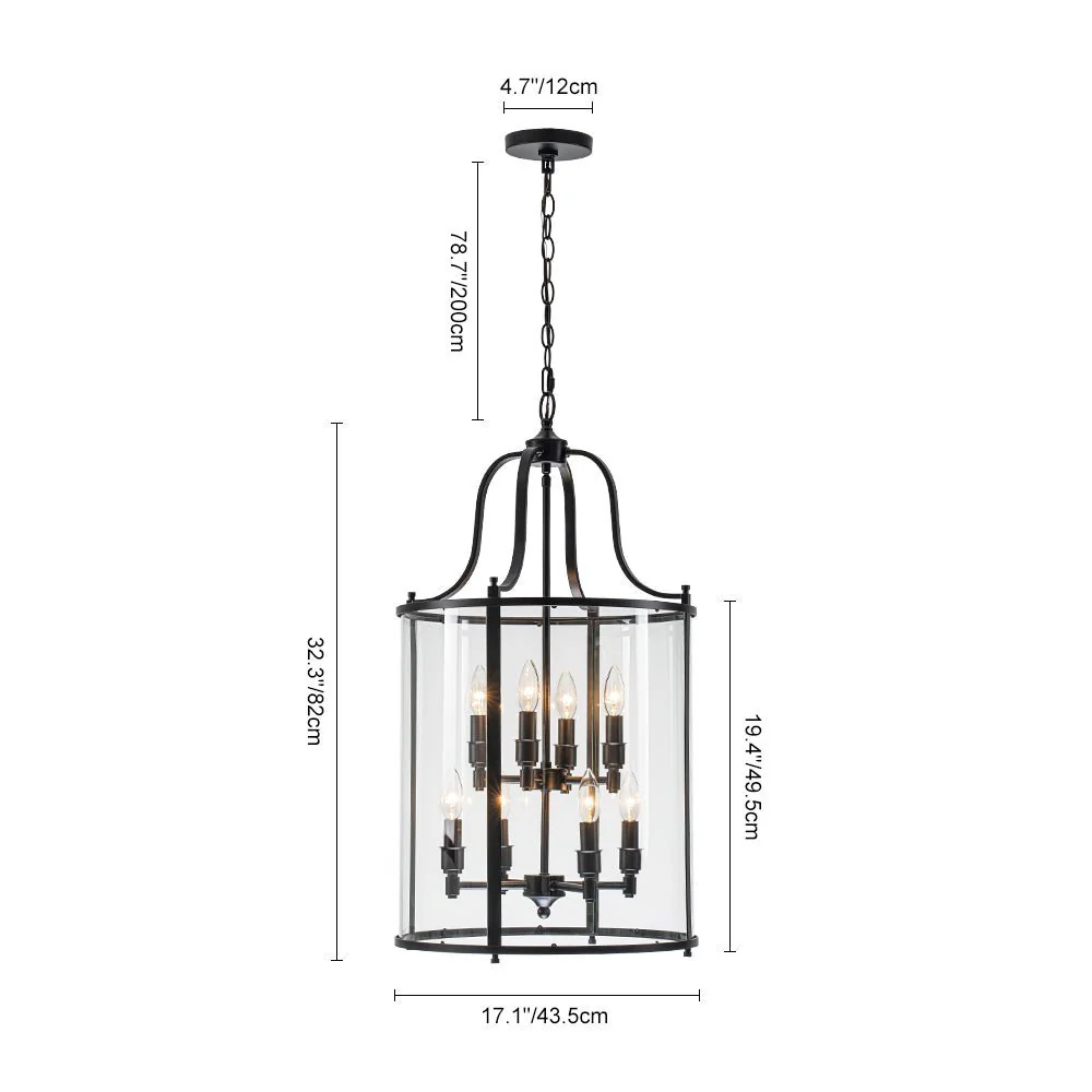 (OpenBox) Farmhouse Wide Clear Glass Cylinder Cage Pendant - Image 19