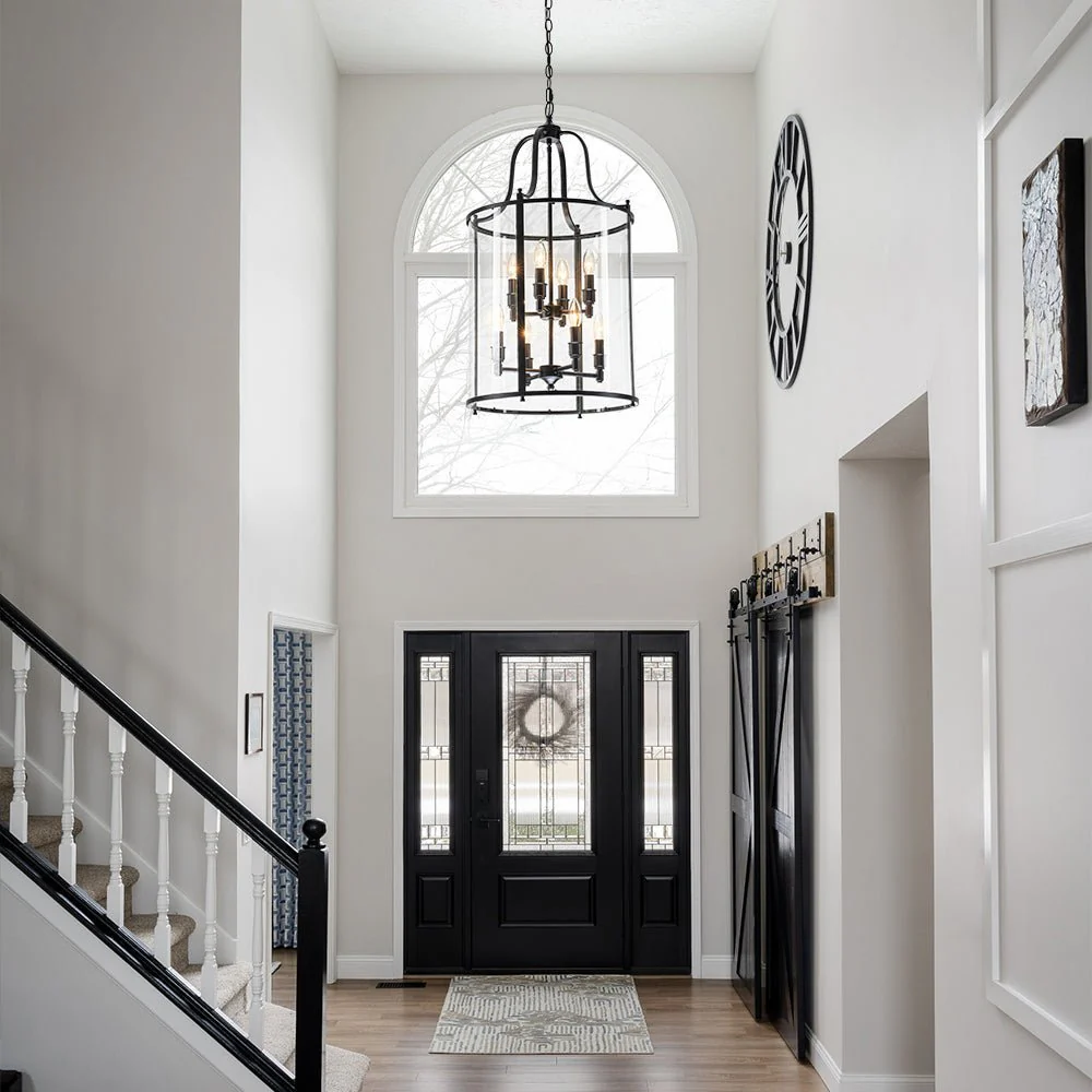 (OpenBox) Farmhouse Wide Clear Glass Cylinder Cage Pendant - Image 2