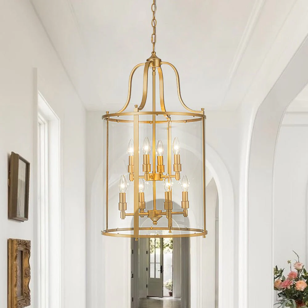 (OpenBox) Farmhouse Wide Clear Glass Cylinder Cage Pendant - Image 4