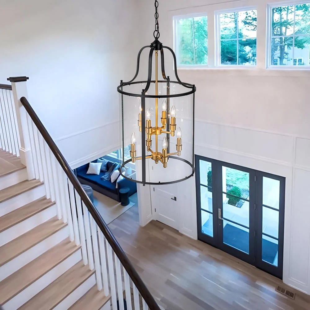 (OpenBox) Farmhouse Wide Clear Glass Cylinder Cage Pendant - Image 5