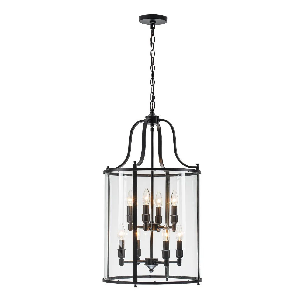 (OpenBox) Farmhouse Wide Clear Glass Cylinder Cage Pendant - Image 7