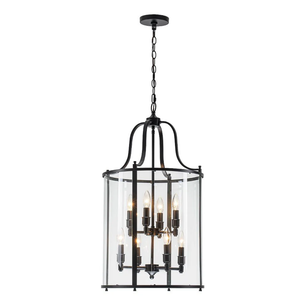 (OpenBox) Farmhouse Wide Clear Glass Cylinder Cage Pendant - Image 9