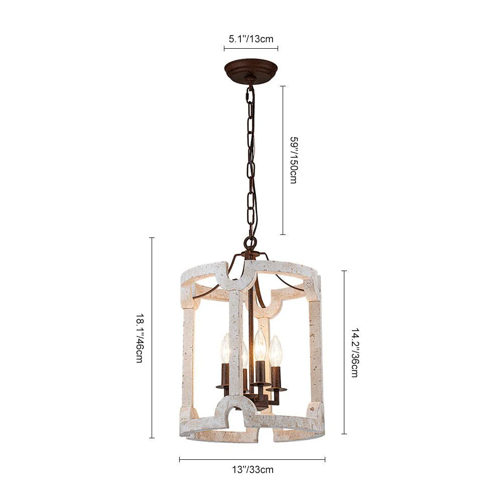 (OpenBox) Farmhouse Wood Cylinder Pendant Light - Image 15