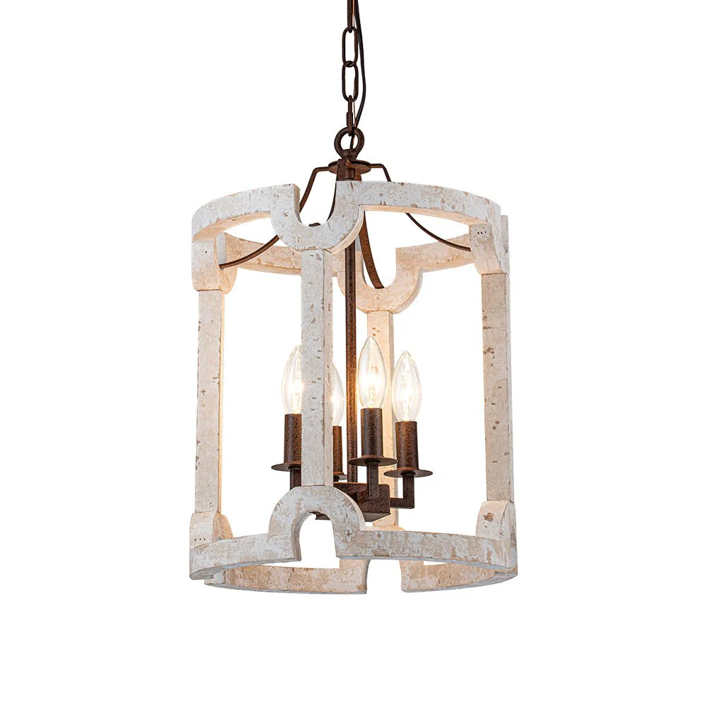 (OpenBox) Farmhouse Wood Cylinder Pendant Light - Image 5