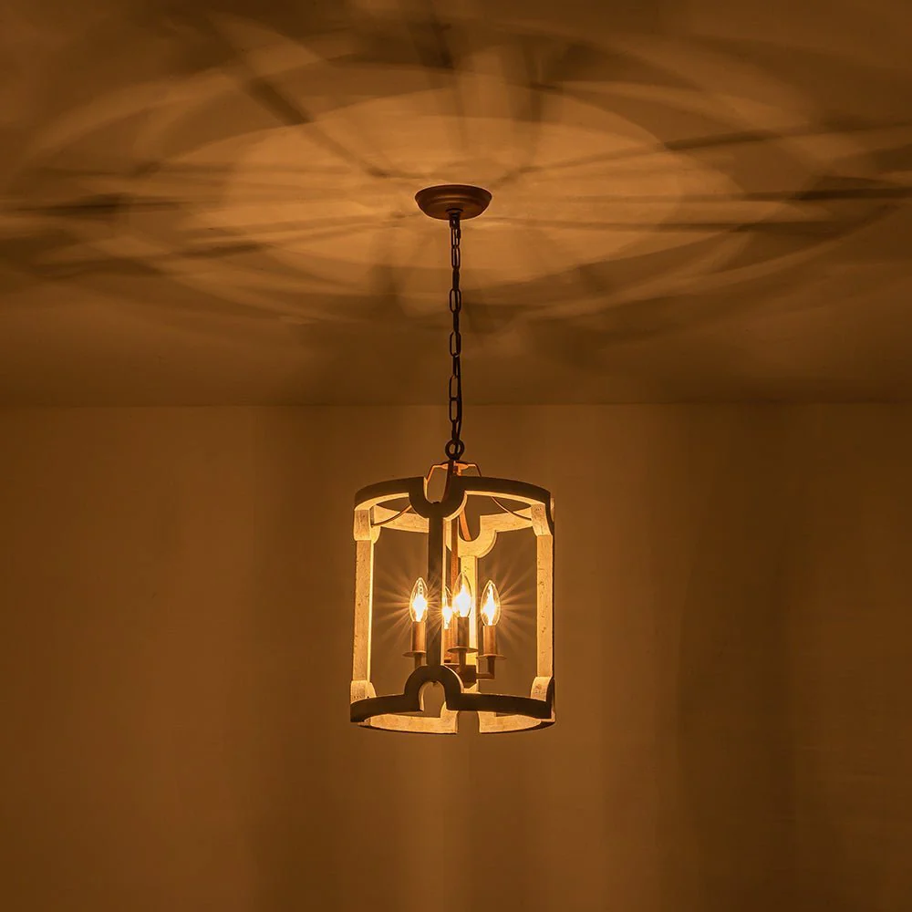 (OpenBox) Farmhouse Wood Cylinder Pendant Light - Image 9