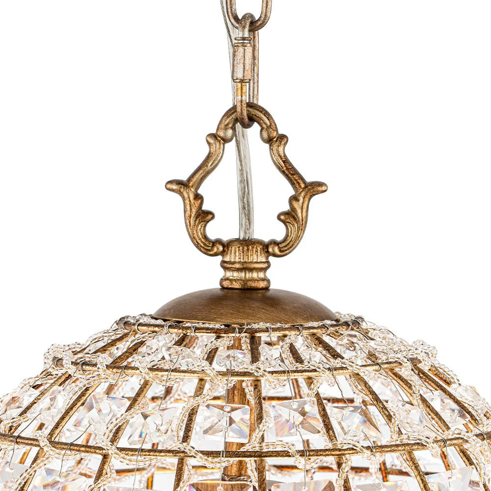 (OpenBox) French Antique Brass Crystal Cage Chandelier - Image 10