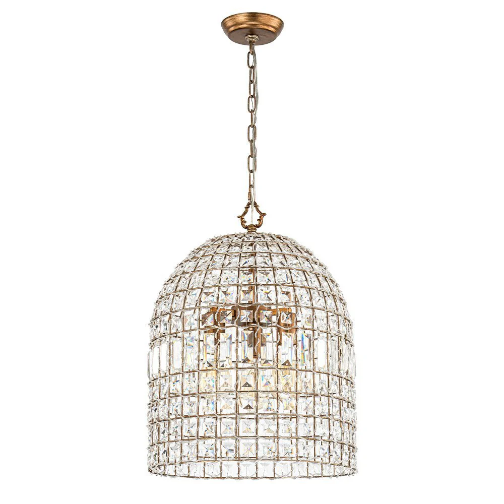 (OpenBox) French Antique Brass Crystal Cage Chandelier - Image 13
