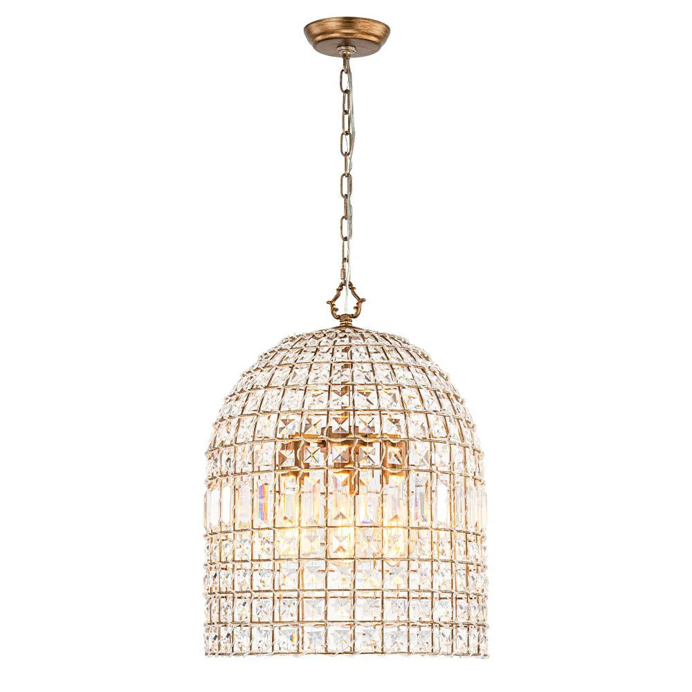 (OpenBox) French Antique Brass Crystal Cage Chandelier - Image 14