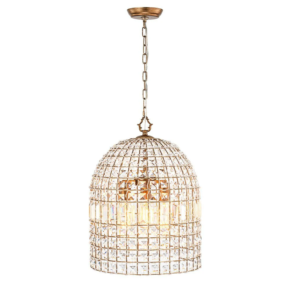 (OpenBox) French Antique Brass Crystal Cage Chandelier - Image 15