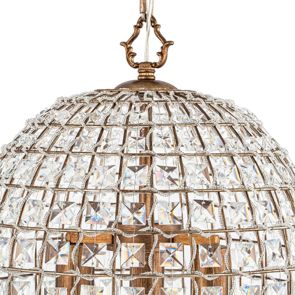 (OpenBox) French Antique Brass Crystal Cage Chandelier - Image 18