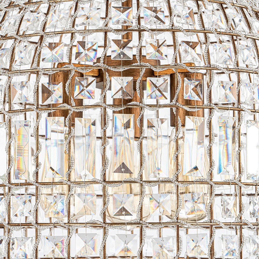 (OpenBox) French Antique Brass Crystal Cage Chandelier - Image 19