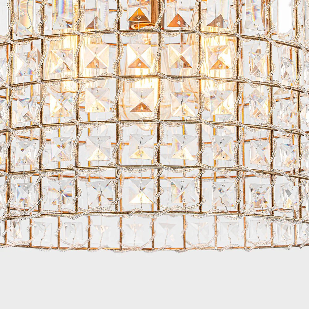 (OpenBox) French Antique Brass Crystal Cage Chandelier - Image 21