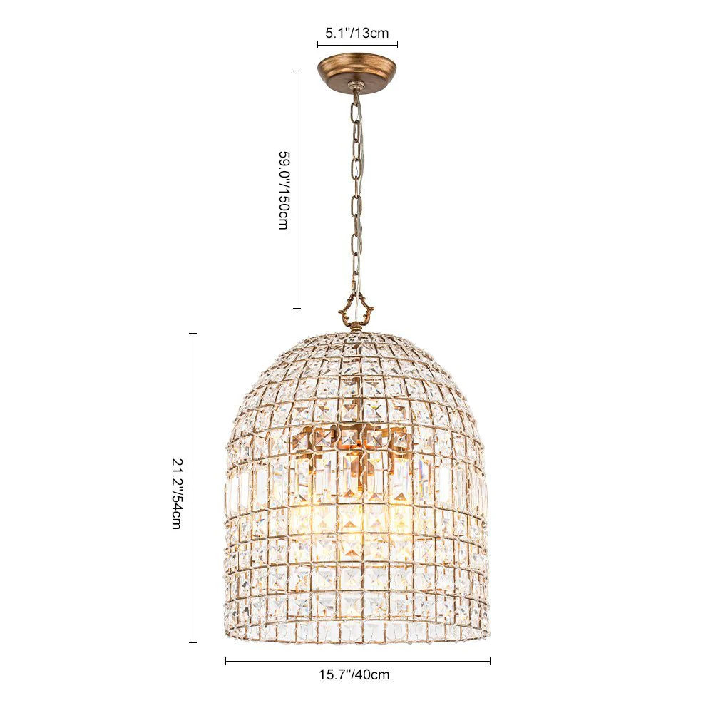 (OpenBox) French Antique Brass Crystal Cage Chandelier - Image 23