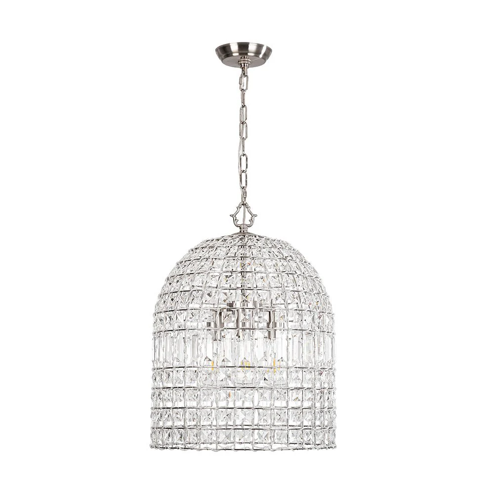 French Antique Brass Crystal Cage Chandelier - Image 31