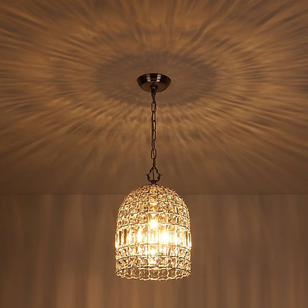 French Antique Brass Crystal Cage Chandelier - Image 36