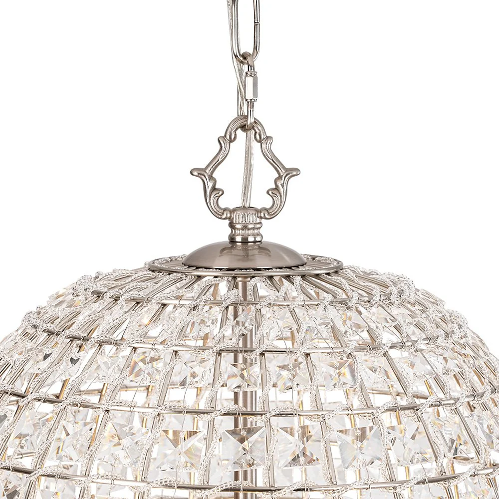 French Antique Brass Crystal Cage Chandelier - Image 40