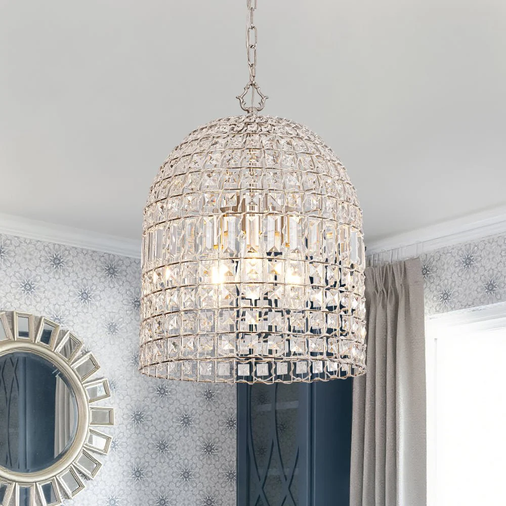 French Antique Brass Crystal Cage Chandelier - Image 7